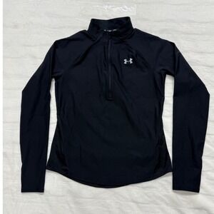Under Armour HeatGear Fitted Black Long Sleeve Half Zip Pullover Women's small